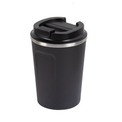 REUSABLE COFFEE CUP 380ML BLK DBL WALL (24)