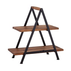 STAND 2 TIER ACACIA / IRON 480X230X480MM (2)