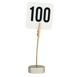 TABLE NUMBER STAND W/- CLIP 100MM ROUND BASE S/S (50)