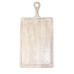 SERVING BOARD MANGOWOOD RECT W/ HDL 400X200X15MM WHT