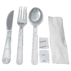 MEAL PACK CUTLERY SET CLEAR KNF/FRK/SPN/S&P/NAP 250/CTN
