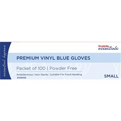 Essentials Collection Powder Free Vinyl Gloves Small Blue