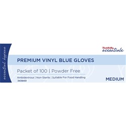 Essentials Collection Powder Free Vinyl Gloves Medium Blue