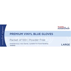 Essentials Collection Powder Free Vinyl Gloves Large Blue