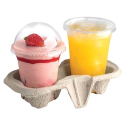 BIOCUP DRINK TRAY 2 CUP NAT 50/PKT (10)