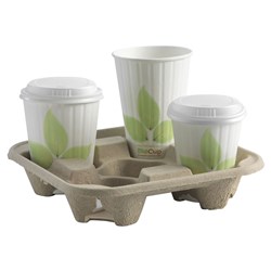 BIOCUP DRINK TRAY 4 CUP NAT 75/PKT (4)