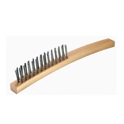 GRILL BRUSH 3 ROW H/DUTY WIRE FILL WOOD BACK (10)