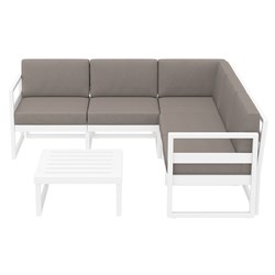 4242271 - Mykonos Lounge Corner Set & Table White with Brown Cushion 750mm