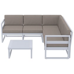 9310625 - Mykonos Lounge Corner Set & Table Light Grey with Brown Cushion 750mm