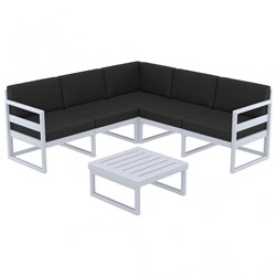 9310626 - Mykonos Lounge Corner Set & Table Light Grey with Dark Grey Cushion 750mm