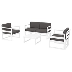 9310627 - Mykonos Lounge Armchair White with Black Cushions 750mm