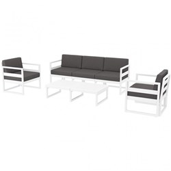 9310630 - Mykonos XL Lounge Set and Table White with Black Cushions 750mm