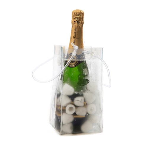 CHAMPAGNE ICE BAG COOLER CLR 110X110X255MM 6/PKT (20)