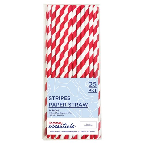 3456062 - Paper Straw Red & White Stripes Regular