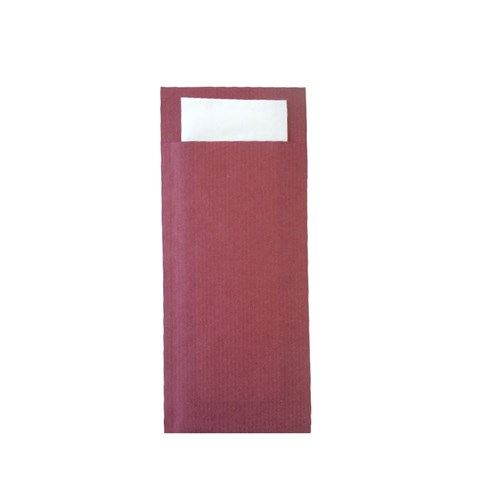 ECOLINE CUTLERY POUCH RED W/ 2 PLY NAPKIN 100/PKT (5)